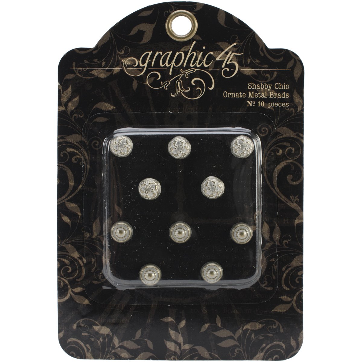 Graphic 45 Shabby Chic Ornate Metal Brads for Crafting