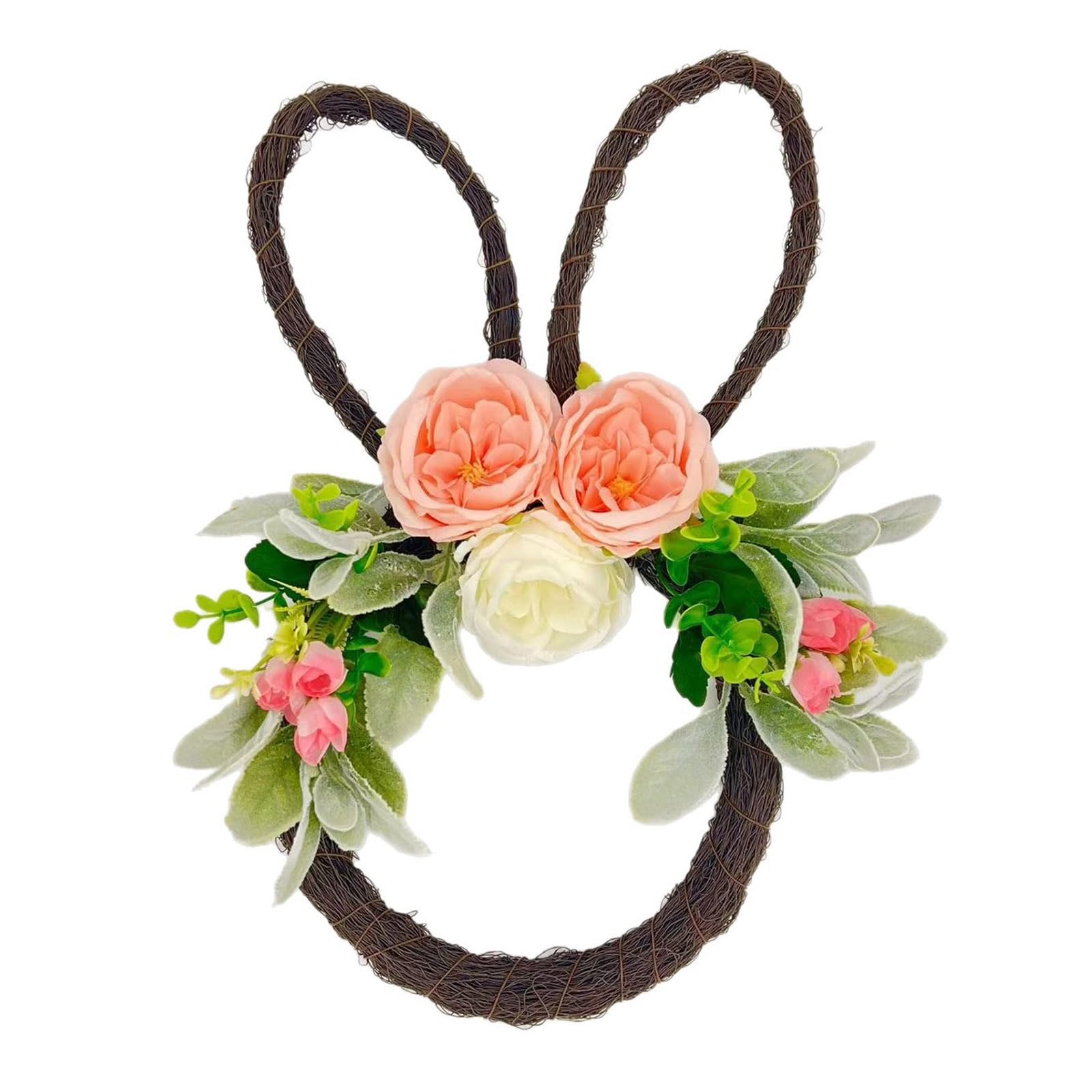 Zxfdsfdbnm Easy Hanging Easter Woven Rabbits Eggs Garlands Without Tools Needed for Festival Home Decoration Bright Atmospheres Easter Wreath Woven Rattan Silk