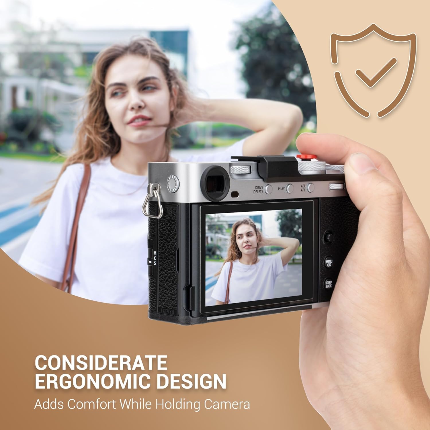 XE5 X-E5 Thumb Grip with Shutter Button & Hot Shoe Full-Coverage Design for Fuji Fujifilm XE5 Thumb Up Grip with Hotshoe Cover Protector Thumb Rest Support Holder Not Affect The Use of Dial - Black - Image 3