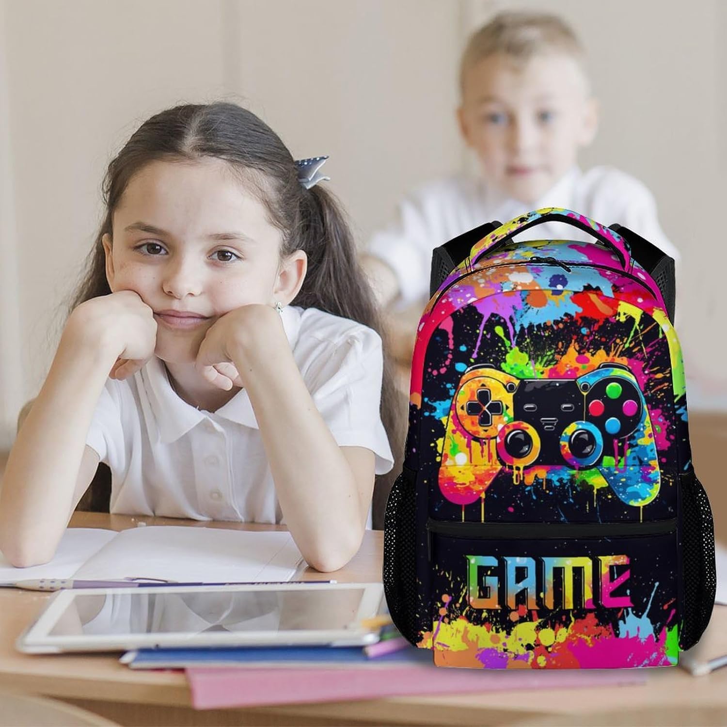 Mercuryelf Backpack for Boys - 17 Inch Gamer Bookbag for Primary Middle College - Cool Gaming Backpacks for Kids - Kids School Bag