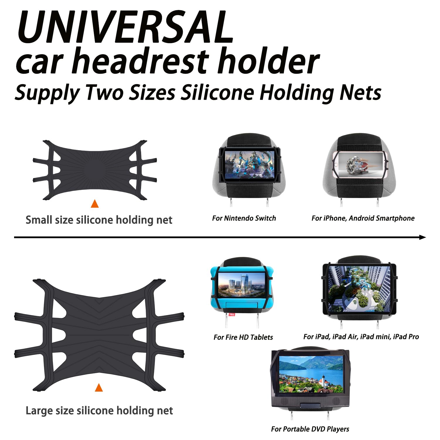 Hikig Soporte para Tableta para automóvil, Soporte para reposacabezas para tabletas para Todas Las tabletas de 7 a 12.9 Pulgadas, teléfonos móviles compatibles con iPad, iPhone, Switch y más