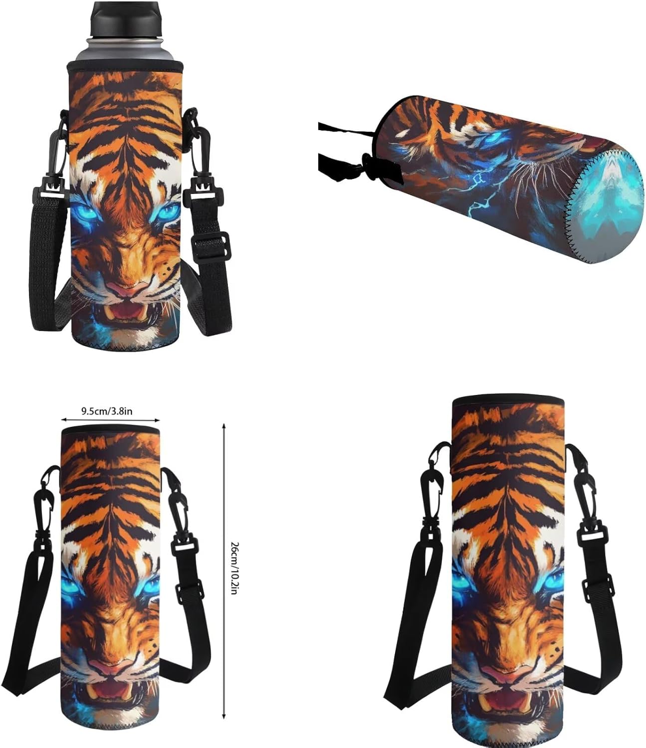 Gomyblomy 3D Tiger Backpack for Boys 10-12 12-14 Cool Kids School Bags for Boys 7-10 with Lunch Box Bag Lightweight Boys Bookbag with Front Pocket 4 Piece Middle Schoolbags for Teens