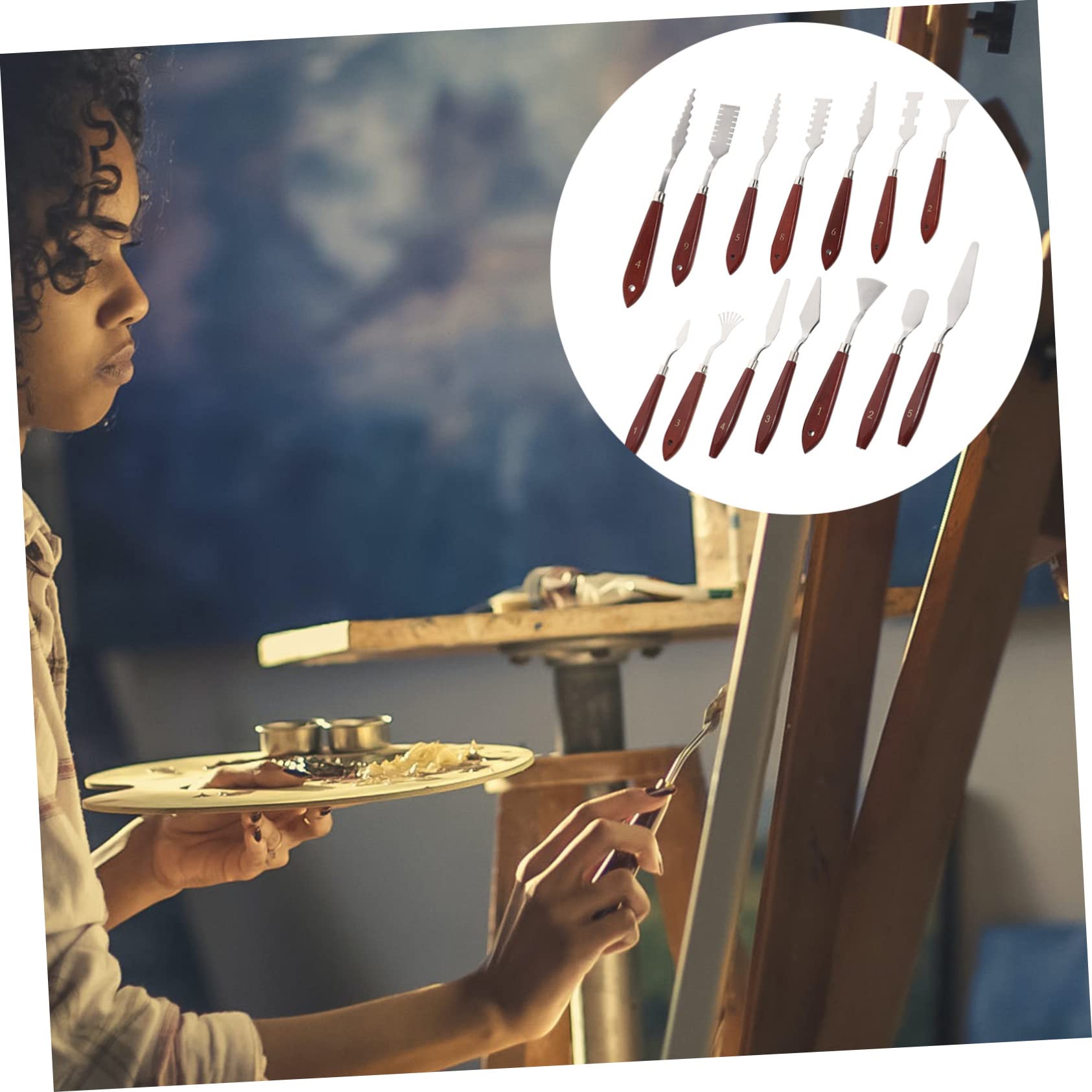 Operitacx 14stücke Edelstahl Spachtel mit Teilen für Malerei Farbmischwerkzeuge für Acryl und Pastenfarben Einsetzbar für Kunstprojekte und Küche