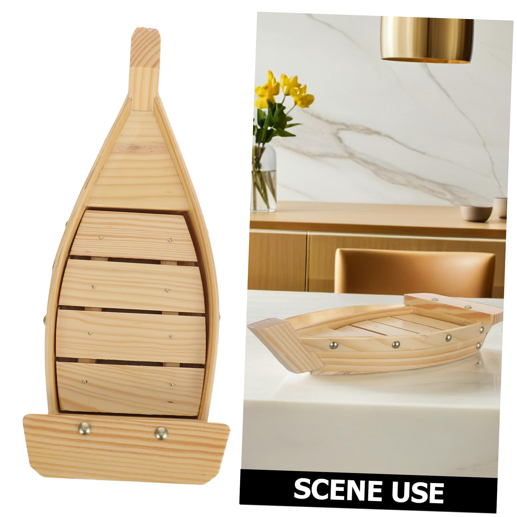 Uonlytech Plat de Bateau pour Sushi, Bois, Style Japonerie, Ambiance Noël