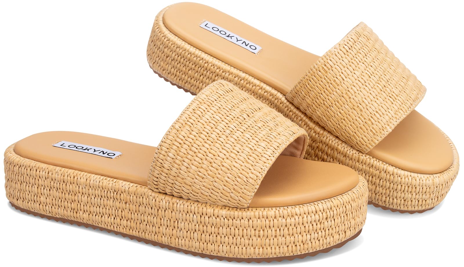 Lookyno Platform Sandals for Women Straw Raffia Sandals Women Cute Sandal Wedges for Beach Vacation Comfortable Espadrille Platform Shoes
