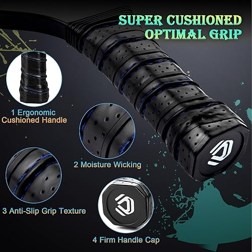 Miniatura 4 de Palas de pickleball aprobadas por USAPA, juego de 2 palas de pickleball de fibra de carbono, juego de raquetas ligeras con bolsas de transporte