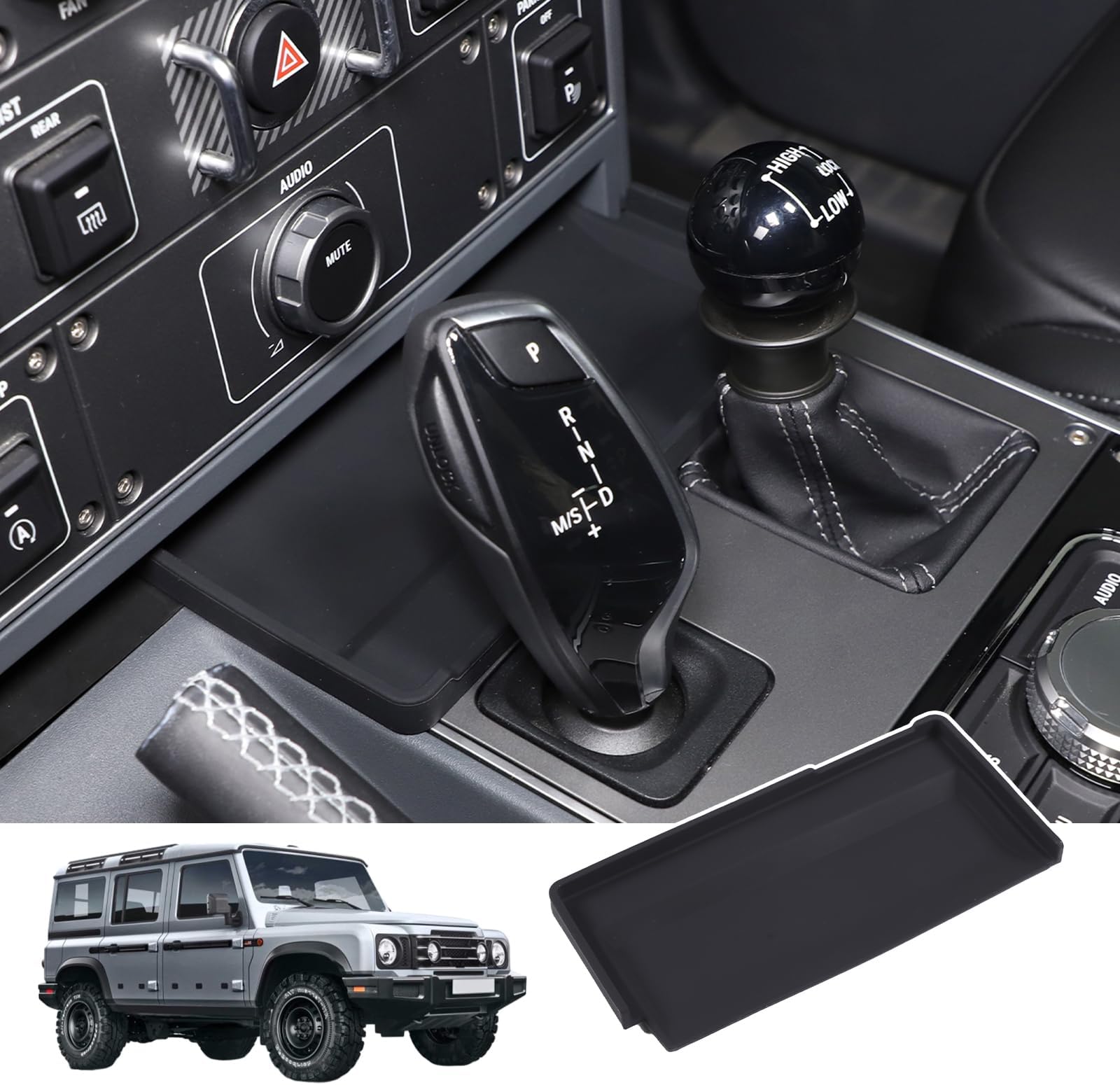 Car Center Console Storage Tray Compatible with Ineos Grenadier 2020-2024 Shift Storage Box Tray Non-Slip Storage Tray Interior Storage Box