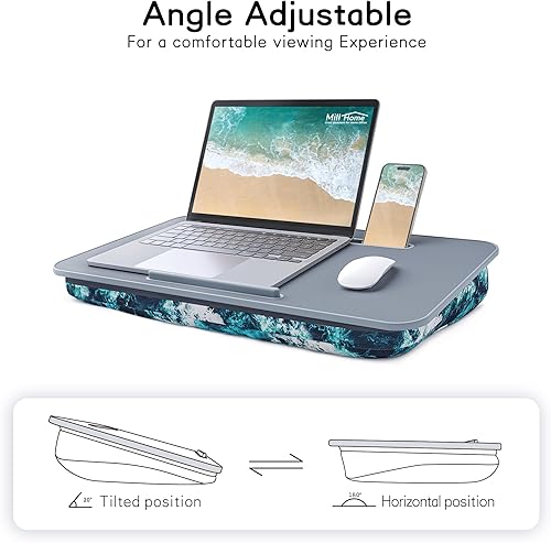 Miniatura 8 de Millhome - Escritorio de regazo con cojín, escritorio de regazo para laptop, cojín desmontable y lavable, se adapta a portátiles de hasta 17