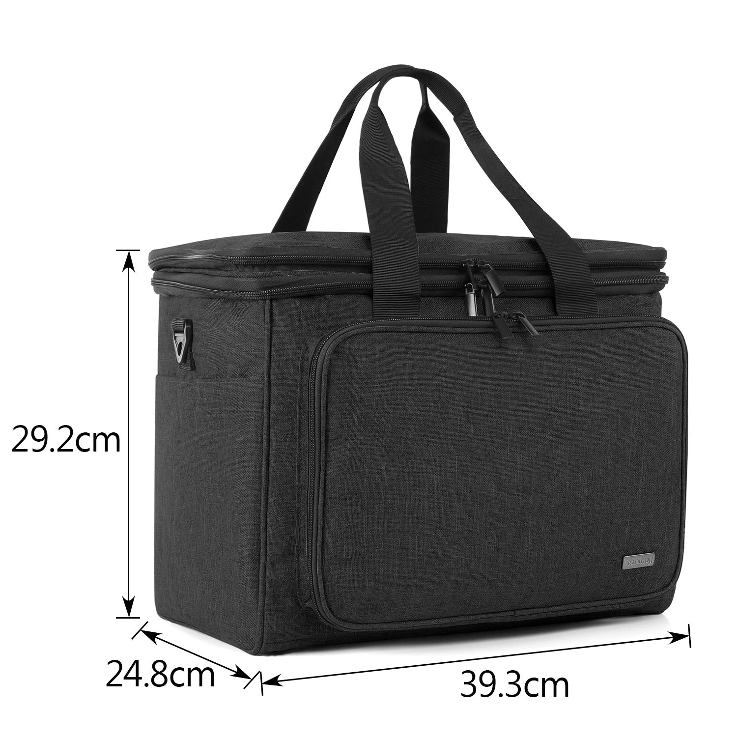 Teamoy Sac de Rangement pour Laine, Organiseur de Tricot Portable avec Bandoulière Amovible, Sac de Voyage pour Aiguilles, Crochets et Accessoires de Couture, Noir