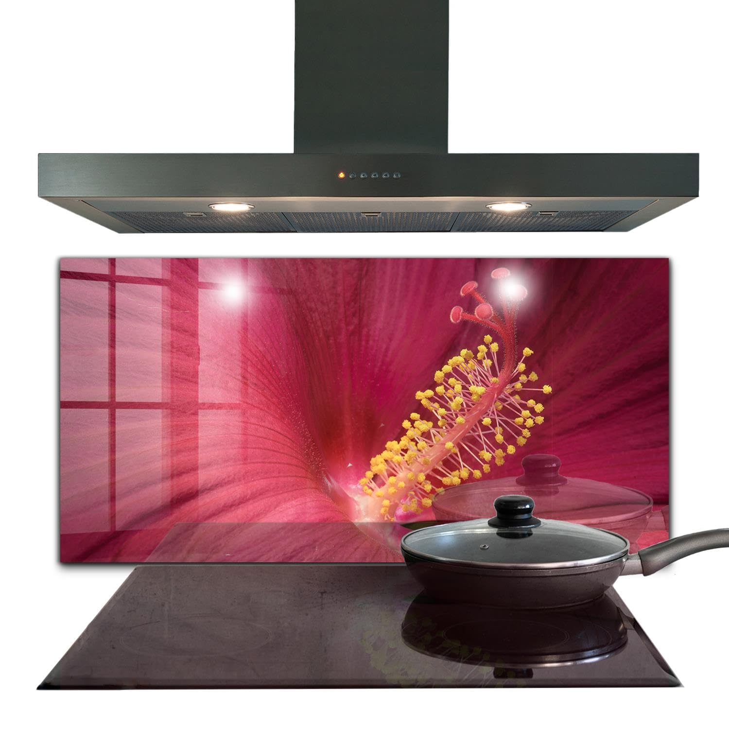 Wallfluent 100x50 cm Pannello Cucina Decorazione Murale - Ibisco Rosa