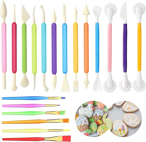 Thinp 19 piezas de herramientas de decoración de pasteles fondant de pasteles y gomitas juego de herramientas de modelado de malvaviscos y