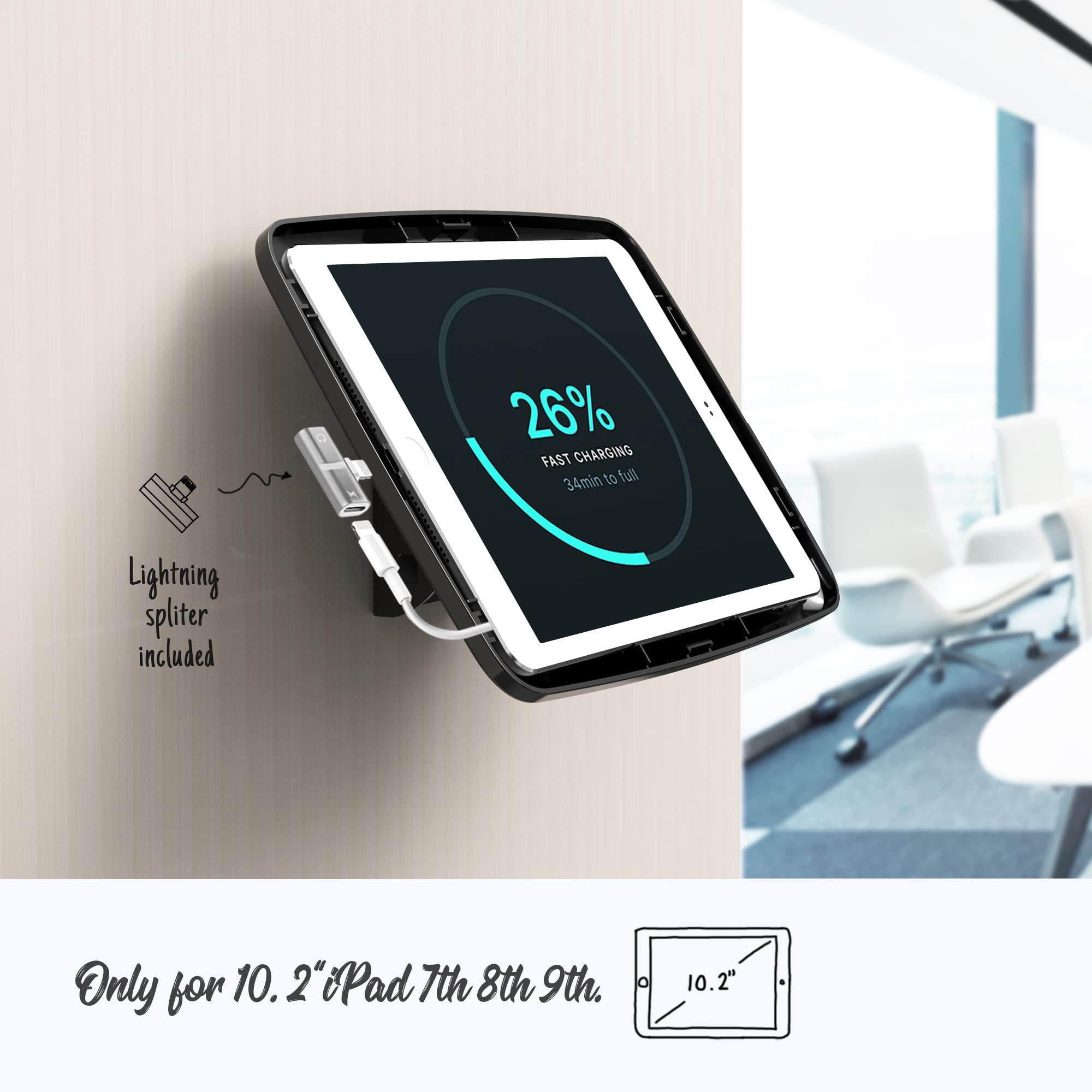 Tablet Wandhalterung Kompatibel mit 10.2 Zoll iPad 7/8th/9th Generation, Anti-Diebstahl iPad Kiosk Wandhalterung für Business und Smart Home, Schwarz