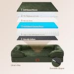 EHEYCIGA Memory Mousse Orthopédique Lit de chien moyen avec côtés, 76cm Lits de chien imperméables pour chiens moyens, fond antidérapant et lit en mousse de petit chien avec couvercle amovible lavable
