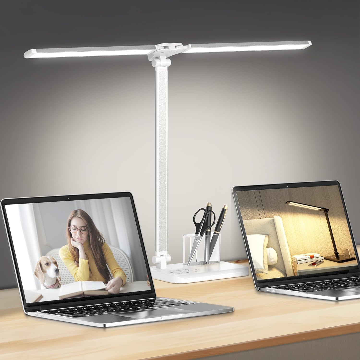 CHARYJOD LED Desk Lamp for Home Office, Eye-Caring Desk Ligh