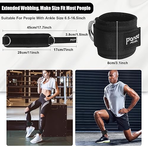 Miniatura 4 de Pixel Panda Accesorios de acondicionamiento físico mosquetón de 31 pulgadas carga de 800 libras paquete de 4 y 2 accesorios de cable de mango D