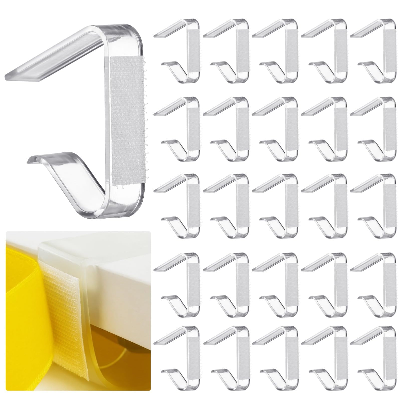 60 Pcs C-Shaped Table Skirting Clips, Large Clear Tablecloth Holders with Adhesive Backing, Perfect for Outdoor Furniture Use, Keeps Tablecloths in Place