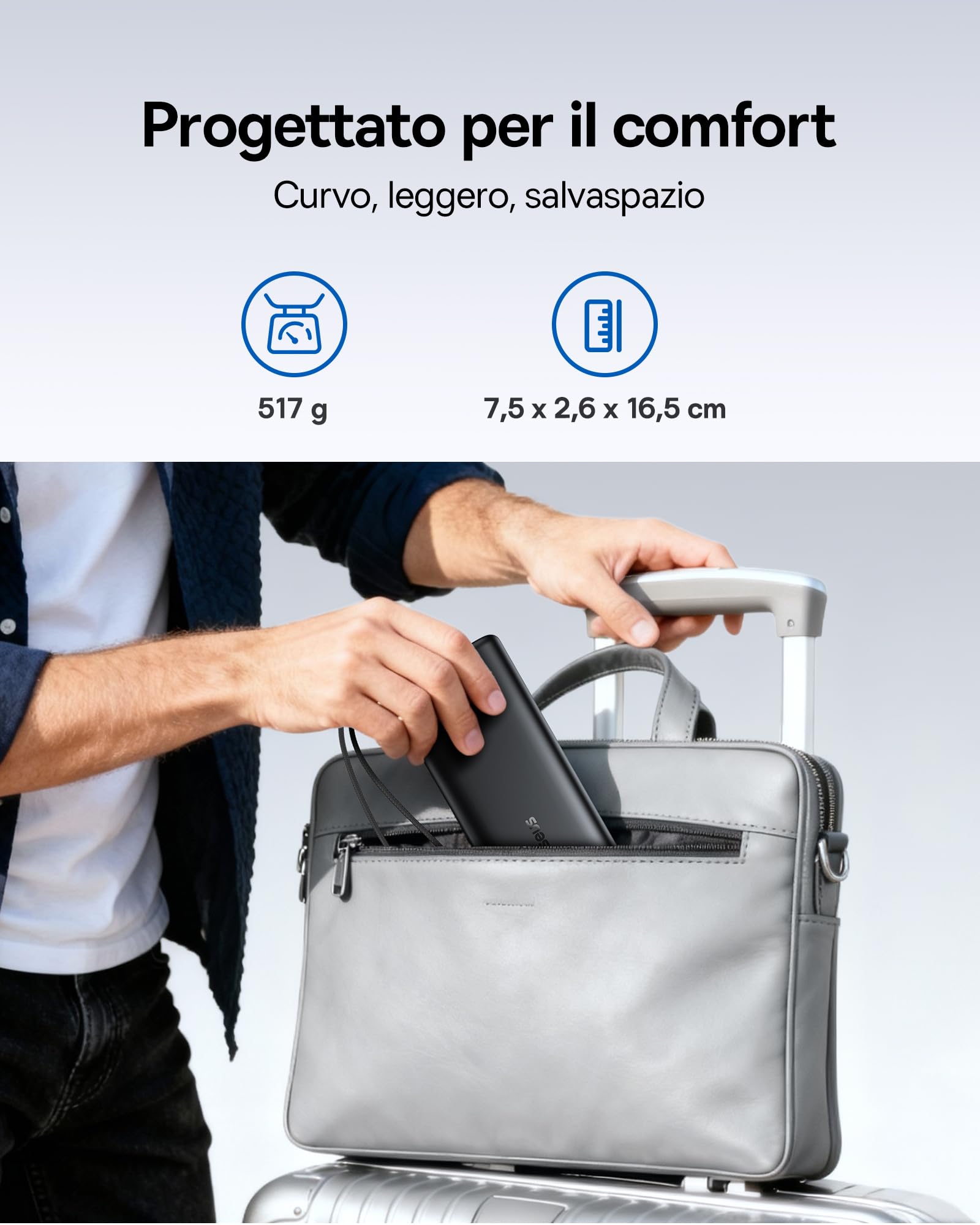 Baseus FC41 145W Powerbank per Laptop Certificato CCC, Ricarica Rapida PD3.1, 25000mAh Power Bank con 2 Cavi USB-C Integrati, Batteria Esterna per MacBook Pro, iPhone, iPad, Samsung, Nero