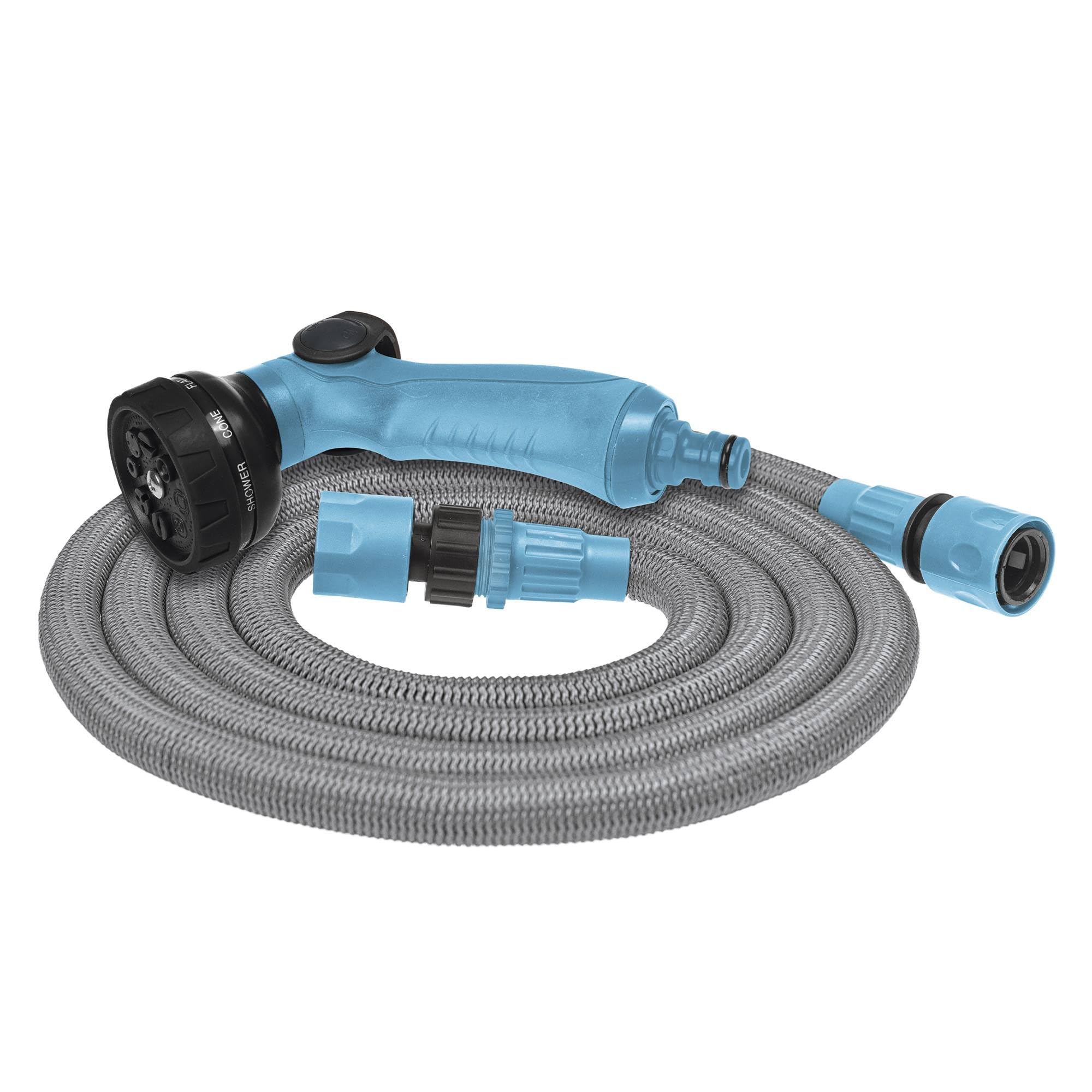 Cellfast Black Basic Garden Hose Set, Flexible Water Hose, 8-Function Gun Shower, 2 X Quick Coupling, Universal Connection Garden Watering (22.5 M)