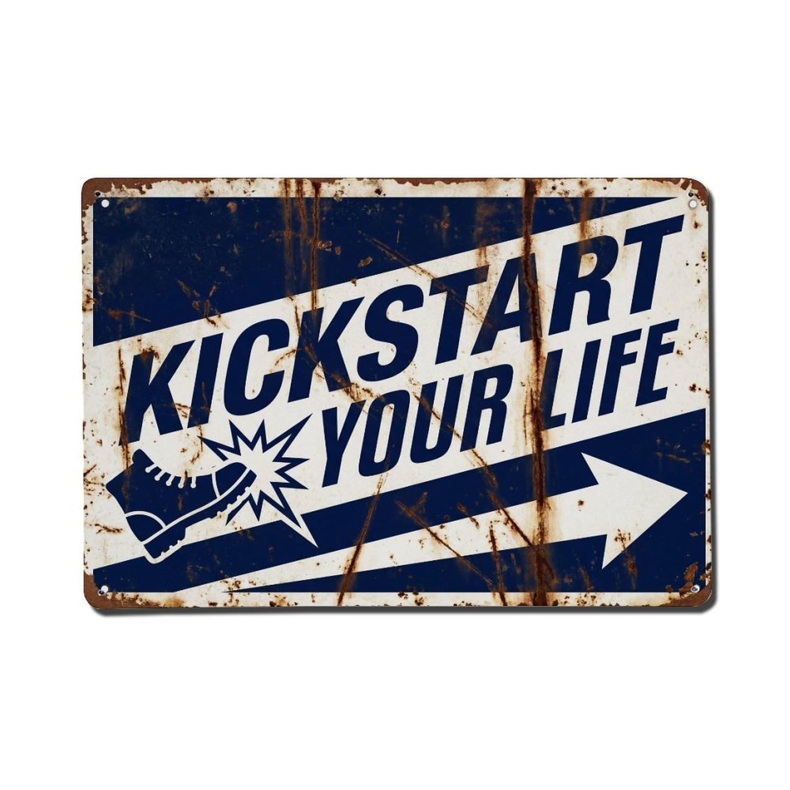 Kickstart Your Life Energy Retro Motivational Slogans Vintage Metal Tin Sign Wall Decor for Cafe, Club, Garden Metal Poster 8x12Inch