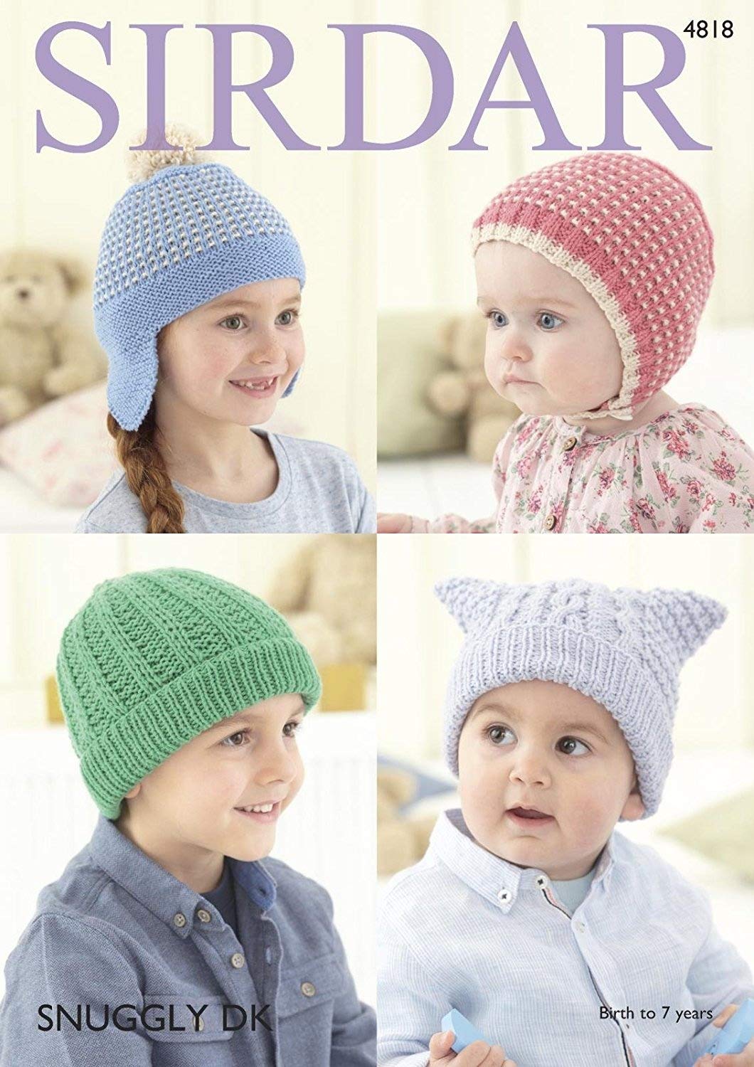 Sirdar 4818 Knitting Pattern Baby Childrens Hats In Snuggly Dk