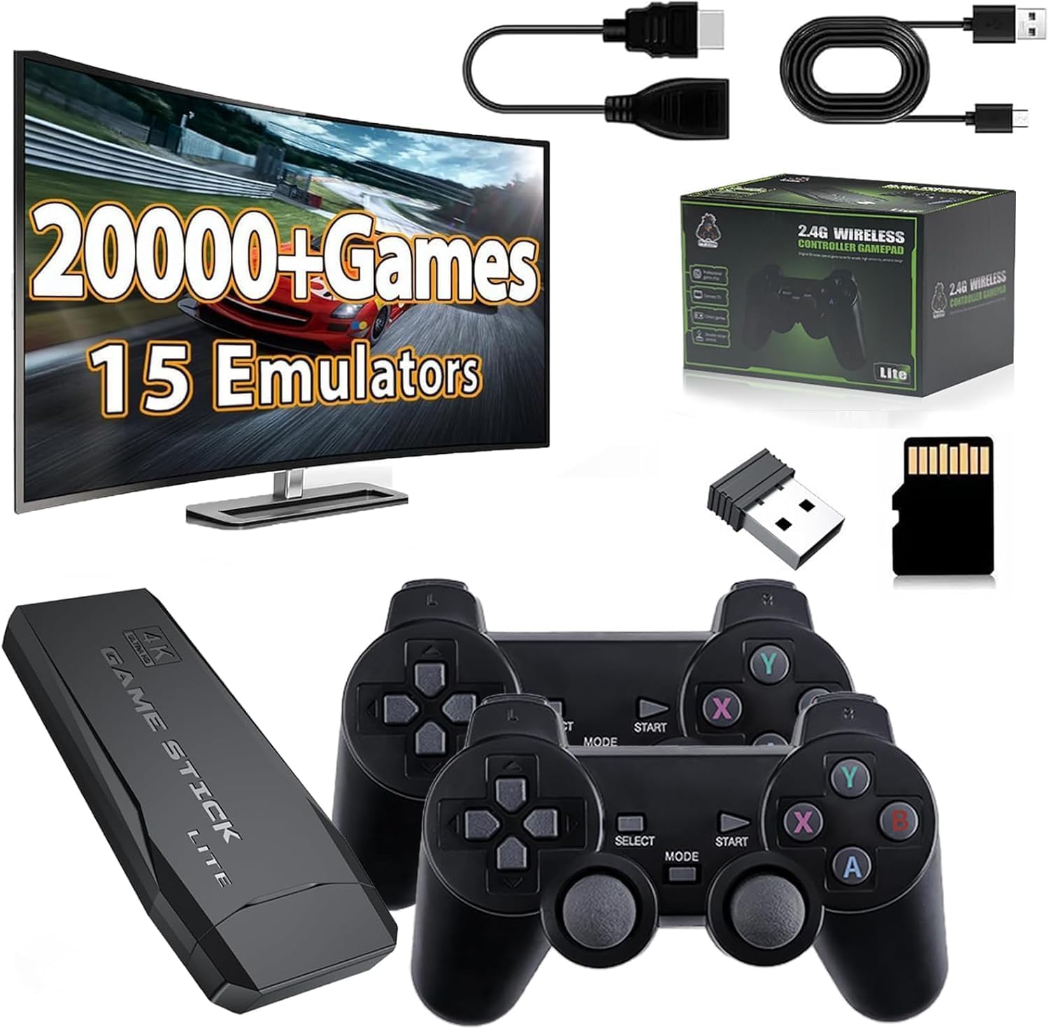XIVON Retro Video Game Stick Pro 2025 Upgrade – 20,000+Built Games|4K HDMI TV Output|64GB Memory Card|2 Wireless Gamepads|15 Emulators|Plug & Play|Perfect for Kids,Adults & Family Entertainment,Black XIVON Retro Video Game Stick Pro 2025 Upgrade – 20,000+Built Games|4K HDMI TV Output|64GB Memory Card|2 Wireless Gamepads|15 Emulators|Plug & Play|Perfect for Kids,Adults & Family Entertainment,Black