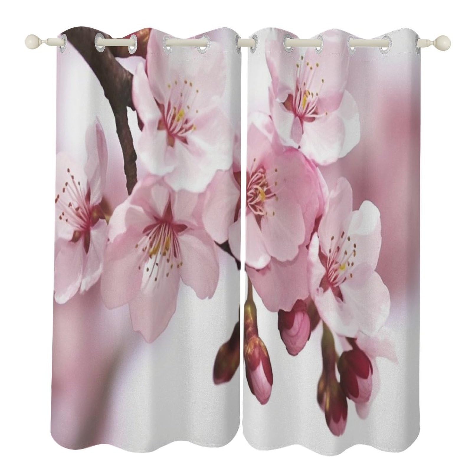 Rideaux occultants fleurs de cerisier 132x183 cm pour votre salon et chambre