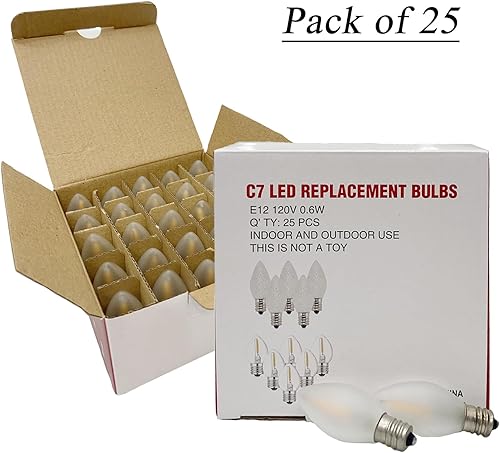 Miniatura 4 de SUNSGNE Bombillas LED C7 de Navidad de 0.6 W, bombillas LED esmeriladas de repuesto para candelabros E12, bombilla pequeña para decoración interior
