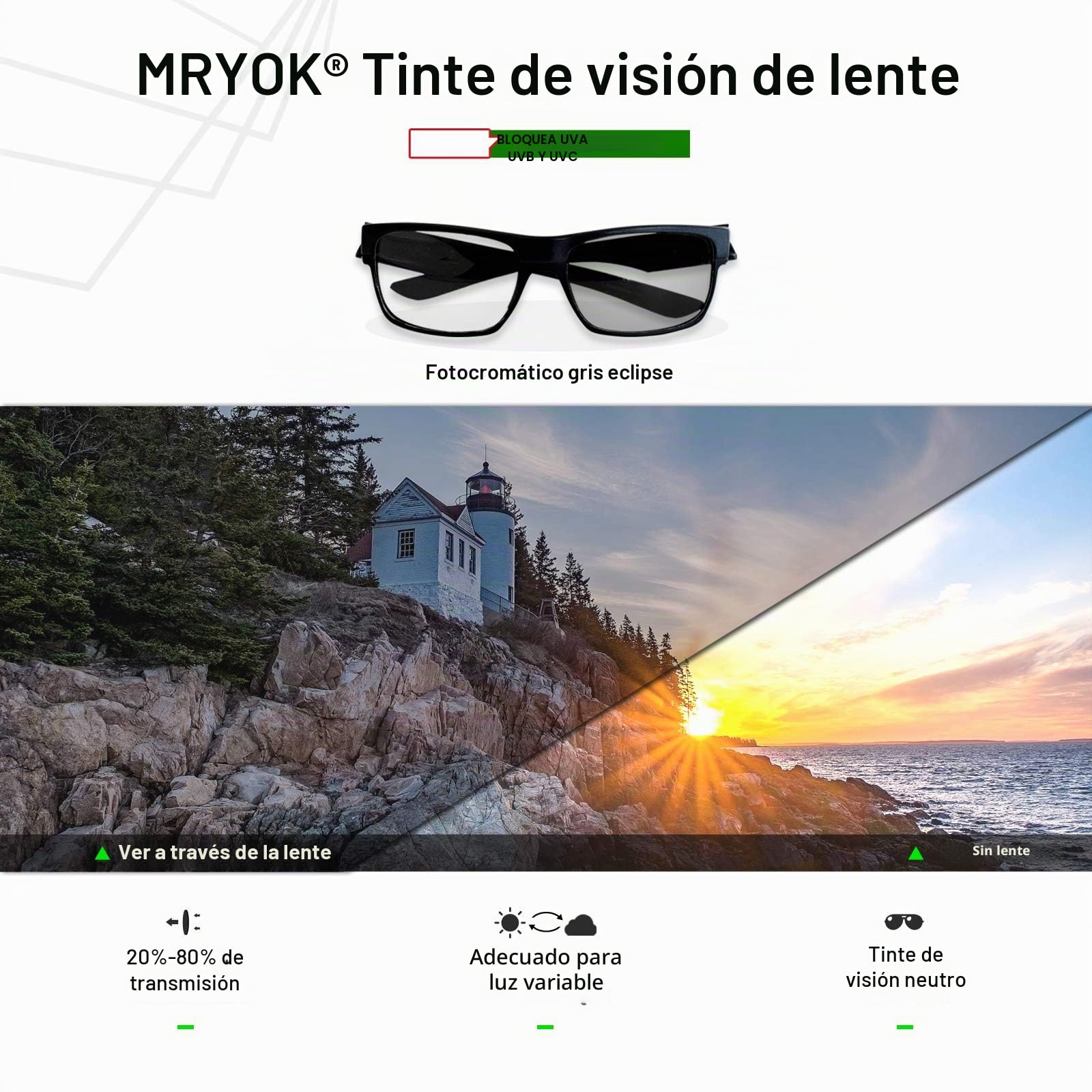 Mryok Lentes de repuesto compatibles con Ray-Ban Meta Wayfarer RW4006 50 mm - Opciones