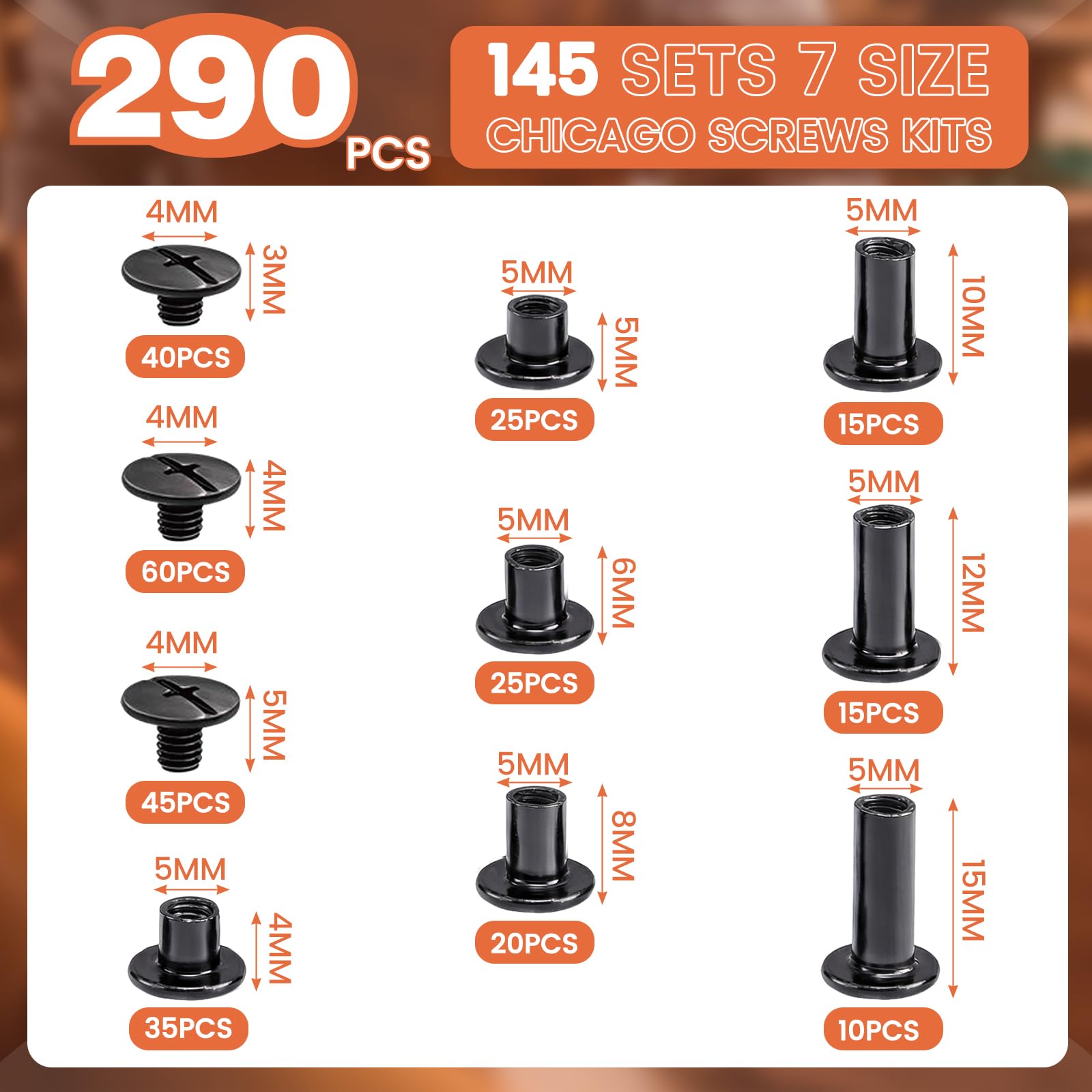 Hapric 290 Pcs Chicago Screws - Leather Crafting -2