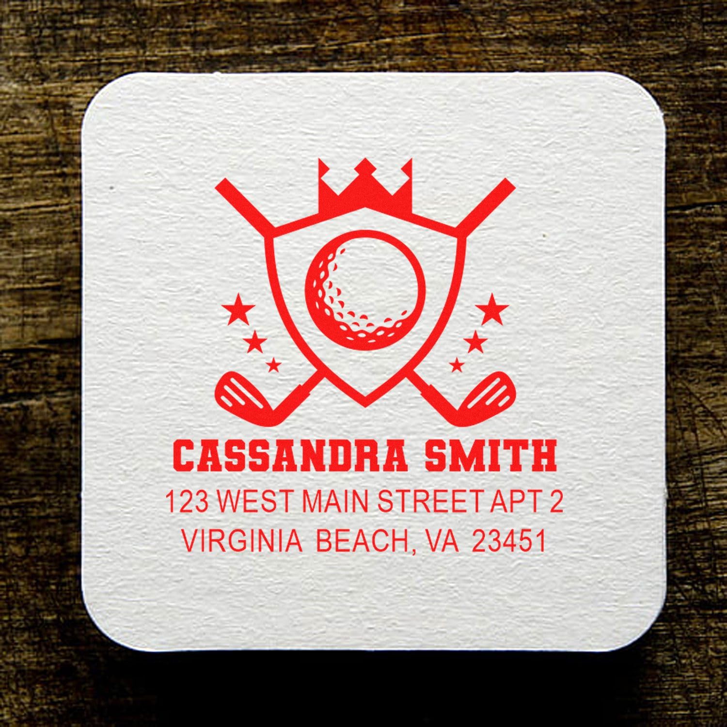 Personalized Pocket Size Golf Champion Crest Slim Pre Inked Rubber Stamp