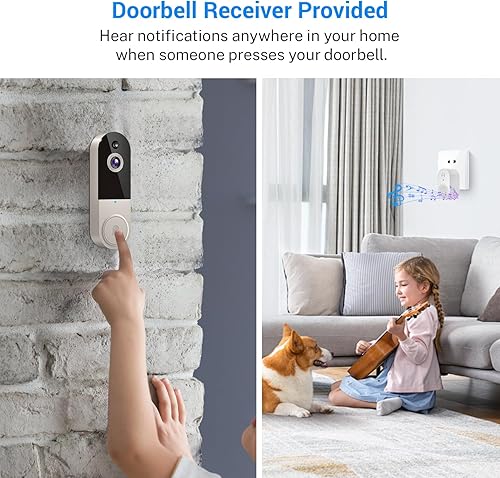 Miniatura 5 de Timbre de video inalámbrico de 1080p con receptor interior, detección humana AI, audio de 2 vías, visión nocturna, almacenamiento en la nube,