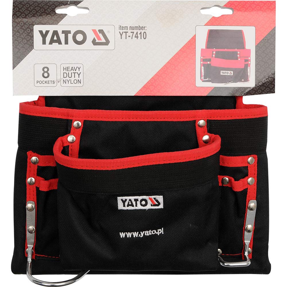 Yato YT-7410 8-Pocket & Tool Bag|Assembler for Carpenter Roofers Fitters|Leather bag|Tool Pouch for Technician|Tool Pouch Belt|Tool Pouch with Belt|Wear Resistant|Industrial tools|Power Tools|Tool Kit, Multicolor