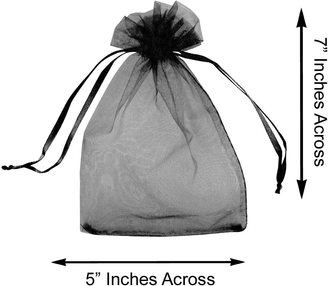 Super Z Outlet 100 Pack 5x7 Inch Mini Sheer Drawstring Organza Transparent Bags Jewelry Sack Pouches for Wedding, Party Decorations, Arts & Crafts Gifts (Black) image 5