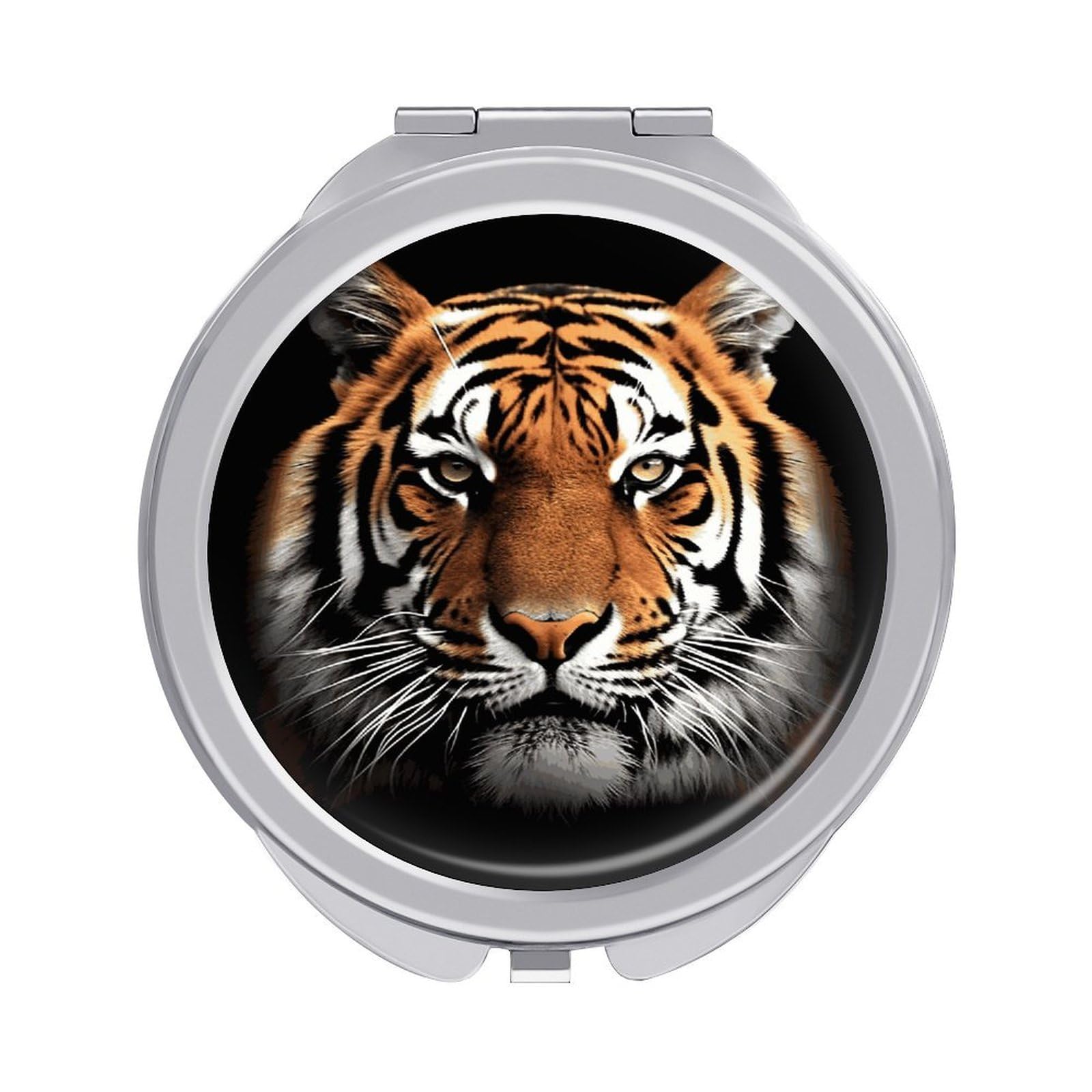 LDGSUPH Tiger Face Travel Makeup Mirrors Portable Compact Mirror Double-Sided 2X/1X Magnifying Folding Pocket Mirror Mini Round Handheld Mirrors for Home Outdoor