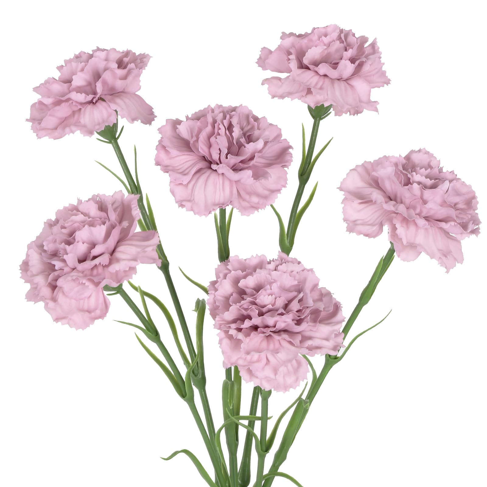 IPOPU Purple Carnations Artificial Flowers,6PCS Real Touch Faux Flowers 20'' Artificial Silk Carnations with Stems for Wedding Bouquet Party Table