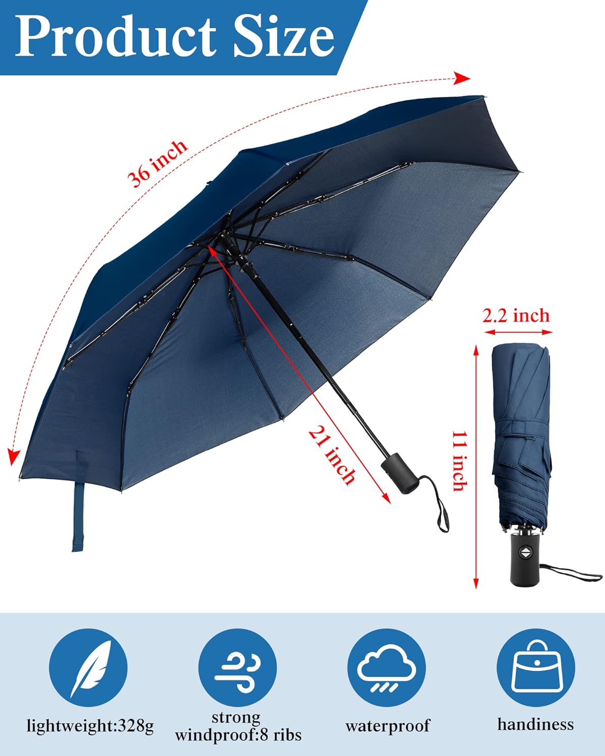 Yahenda 4 Pack Windproof Travel Umbrella Automatic Open & Close Folding Umbrellas for Rain Portable Umbrella Set for Men Women Backpack & Car Essentials - Image 3