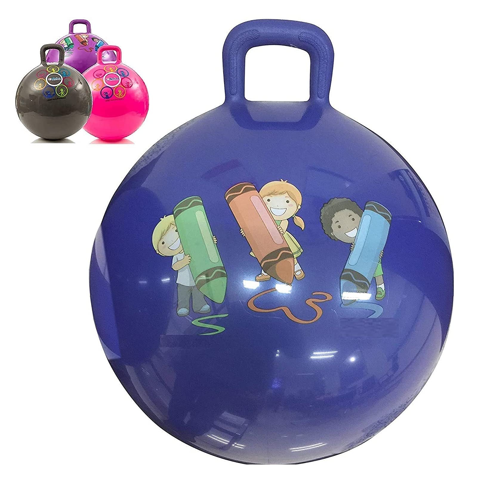 Devera Inflatable Hopper Ball for Kids Hip Pity Hop Hopping Bouncy with Handles Sit & Bounce Kangaroo Bouncer Jumping Rubber Space Jump Toy Medium Multicolour 2 to 4 Year