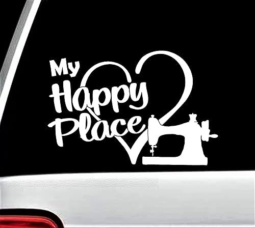 Miniatura 4 de My Happy Place Sewing Machine Love Quilting Decal Sticker for Car Window BG 853