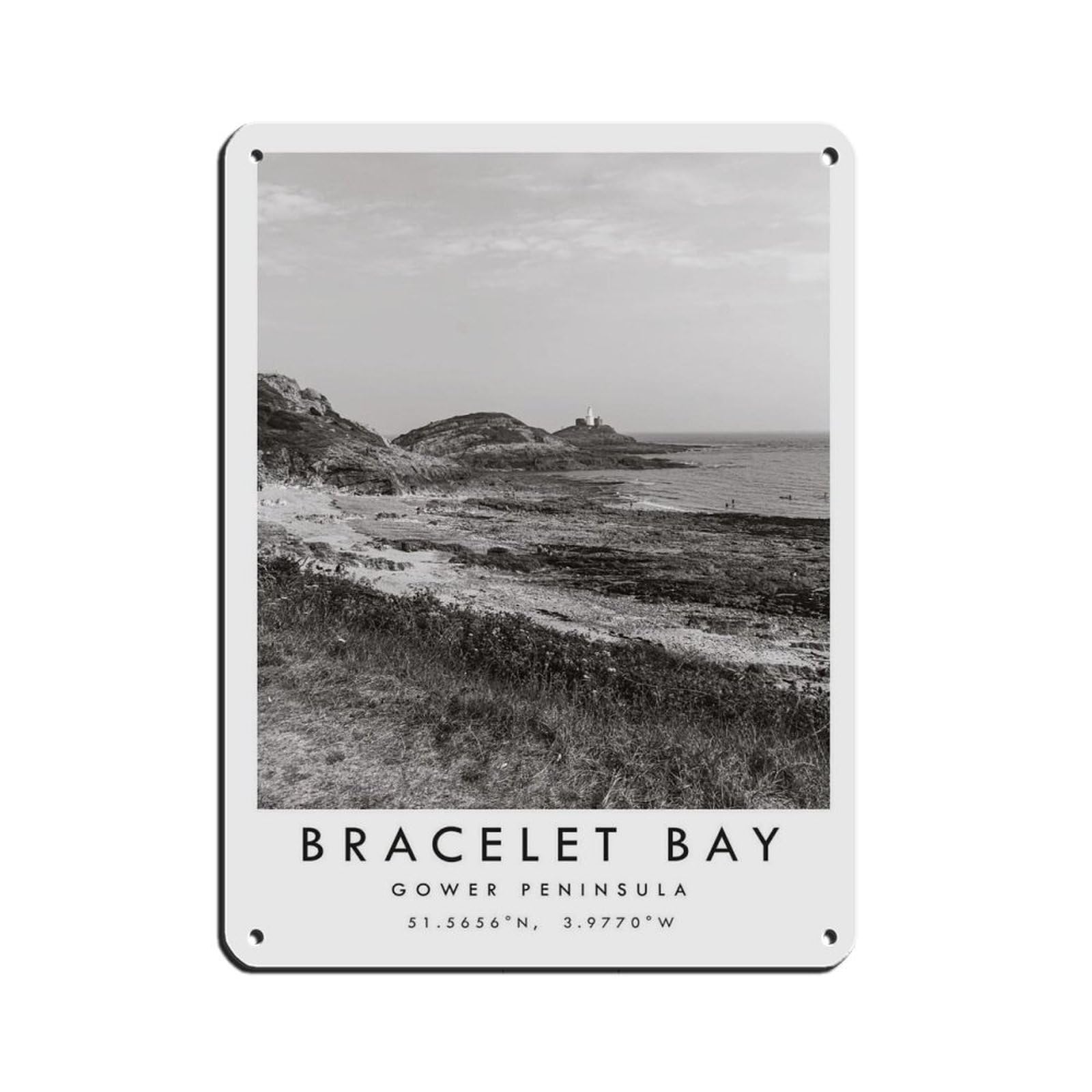 Lxwnze 30L X 40W Cm Bracelet Bay Mumbles Gower Travel Tin Sign Vintage Metal Pub Club Cafe Bar Home Wall Art Decoration Poster Retro 12X16inch(30X40cm)