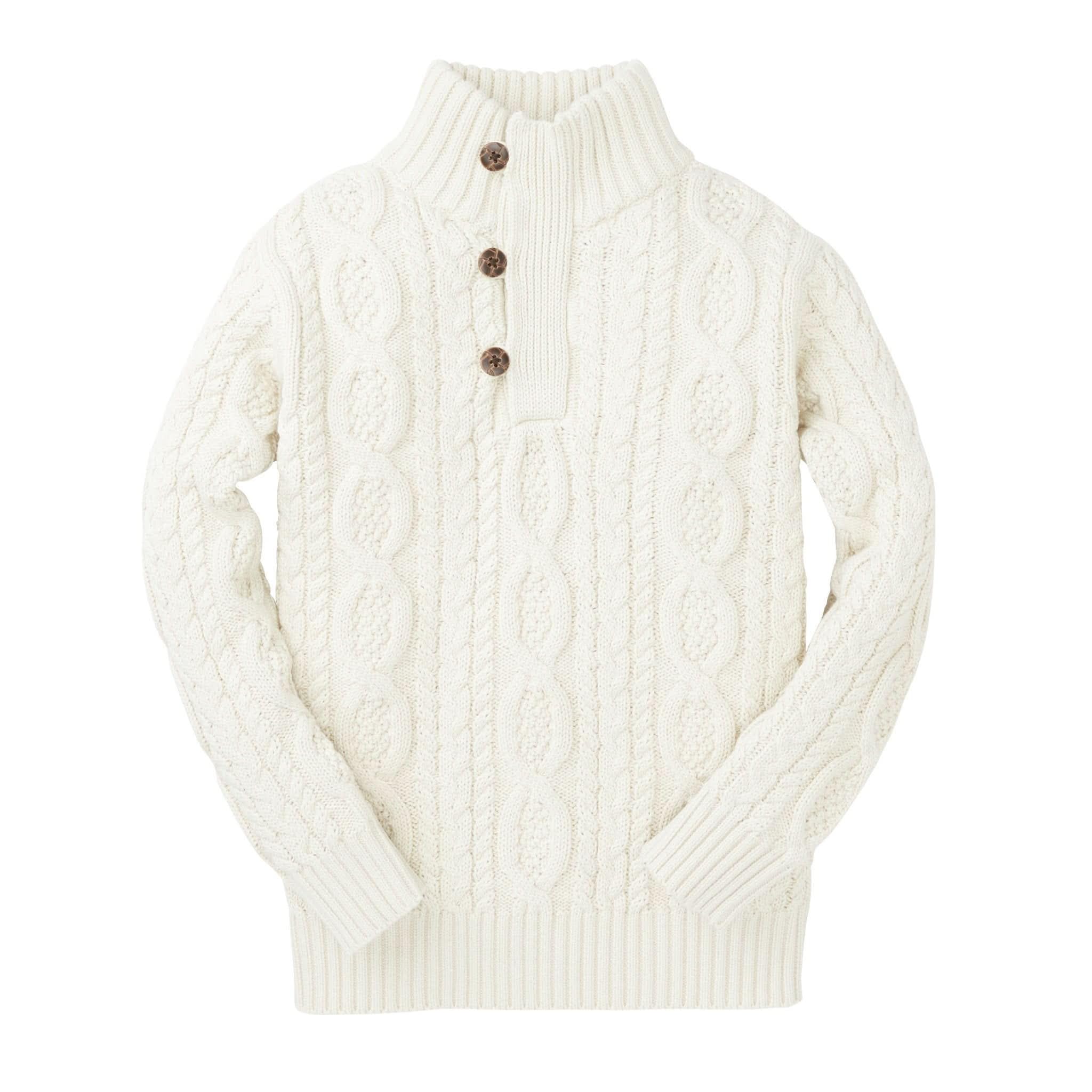 Hope &amp; Henry Boys' Mock Neck Cable Sweater with Button Placket