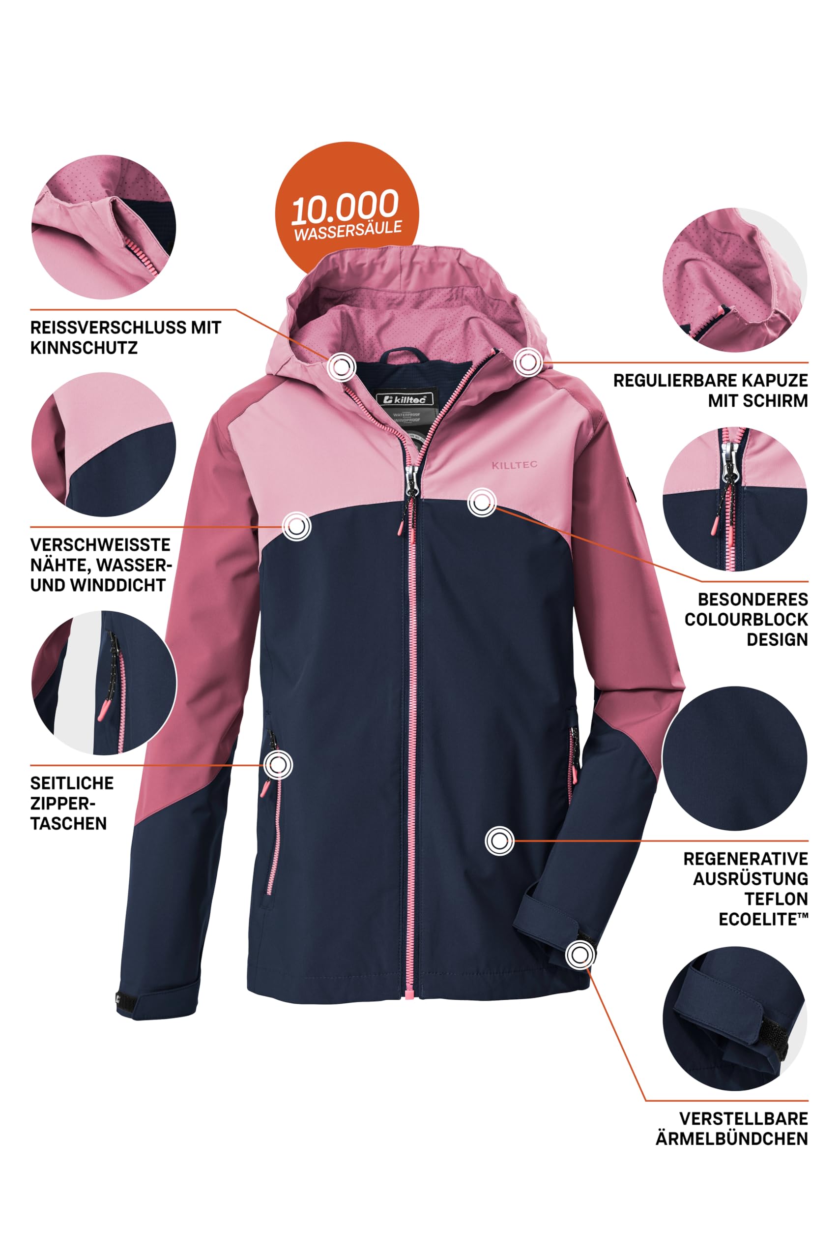 Killtec Funktionsjacke Mädchen wasserdicht mit Kapuze