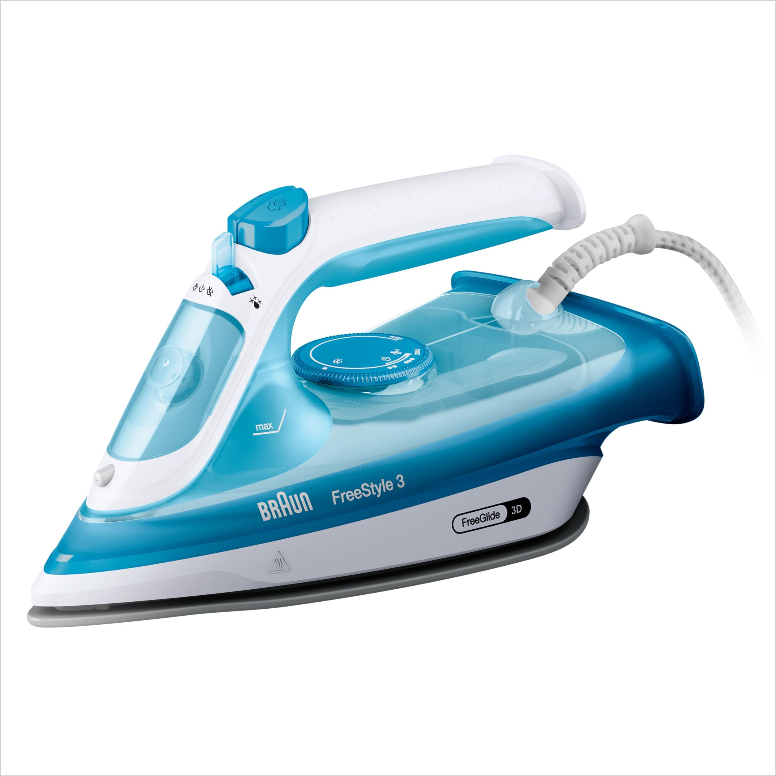 Braun FreeStyle 3 Steam Iron with 3D FreeGlide Technology, SuperCeramic Sole, Ultimate FastClean, Automatic Shut-Off, Tank 270 ml, 2400 W Iron FI 3144 Blue