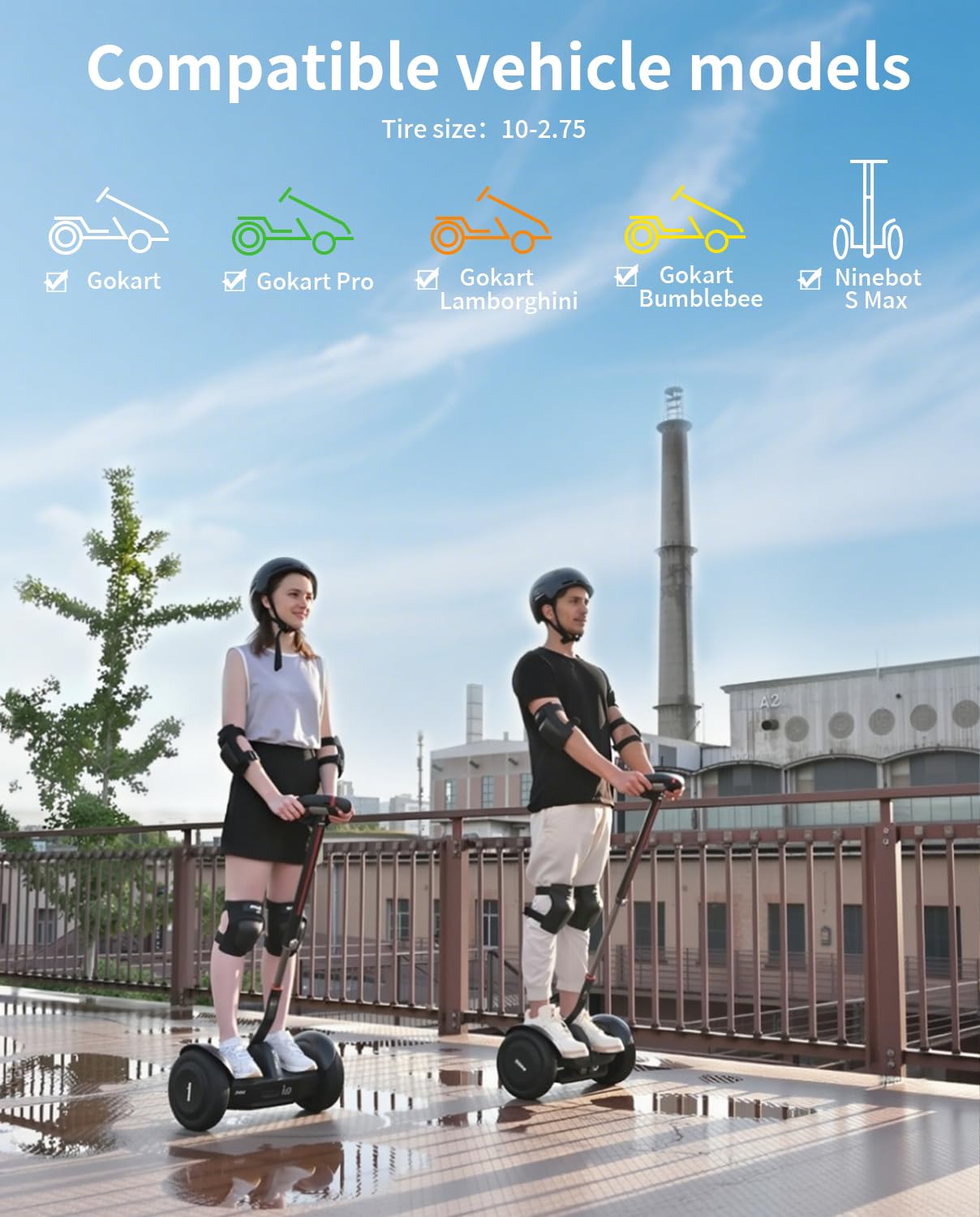 1PZ FBS-W5F Comfort Tire 10-2.75 For Electric GoKart Pro And Gokart Bundle Rear Tire, Replacement For Ninebot By Segway S-MAX Self Balance Scooter