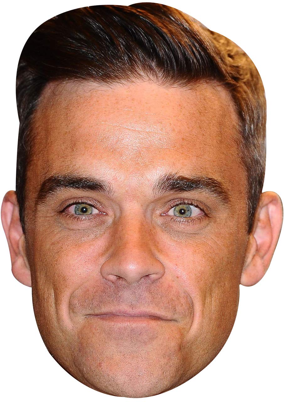 FoxyPrinting Robbie Williams Quiff Celebrity Music Star Celebrity Cardboard Party Face Mask Fancy Dress