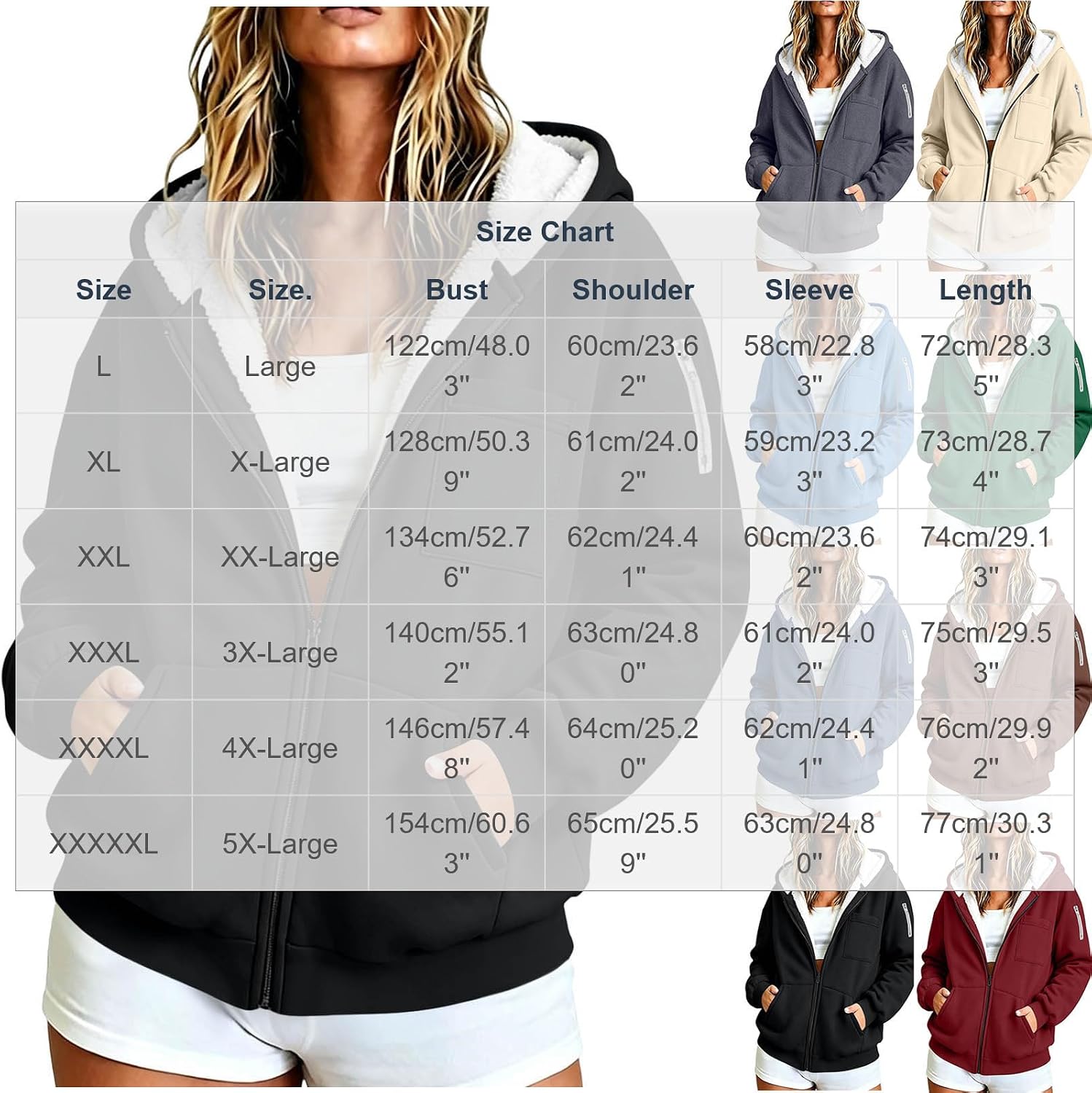 Women's Zip Up Hoodie Warm Winter Coat Sherpa Fleece Lined Outerwear | Warm Jackets For Women Women'S Lightweight Jacket Fleece Winter Cropped Womens Flannel Zipper Sweatshirt Zip Up Sweaters