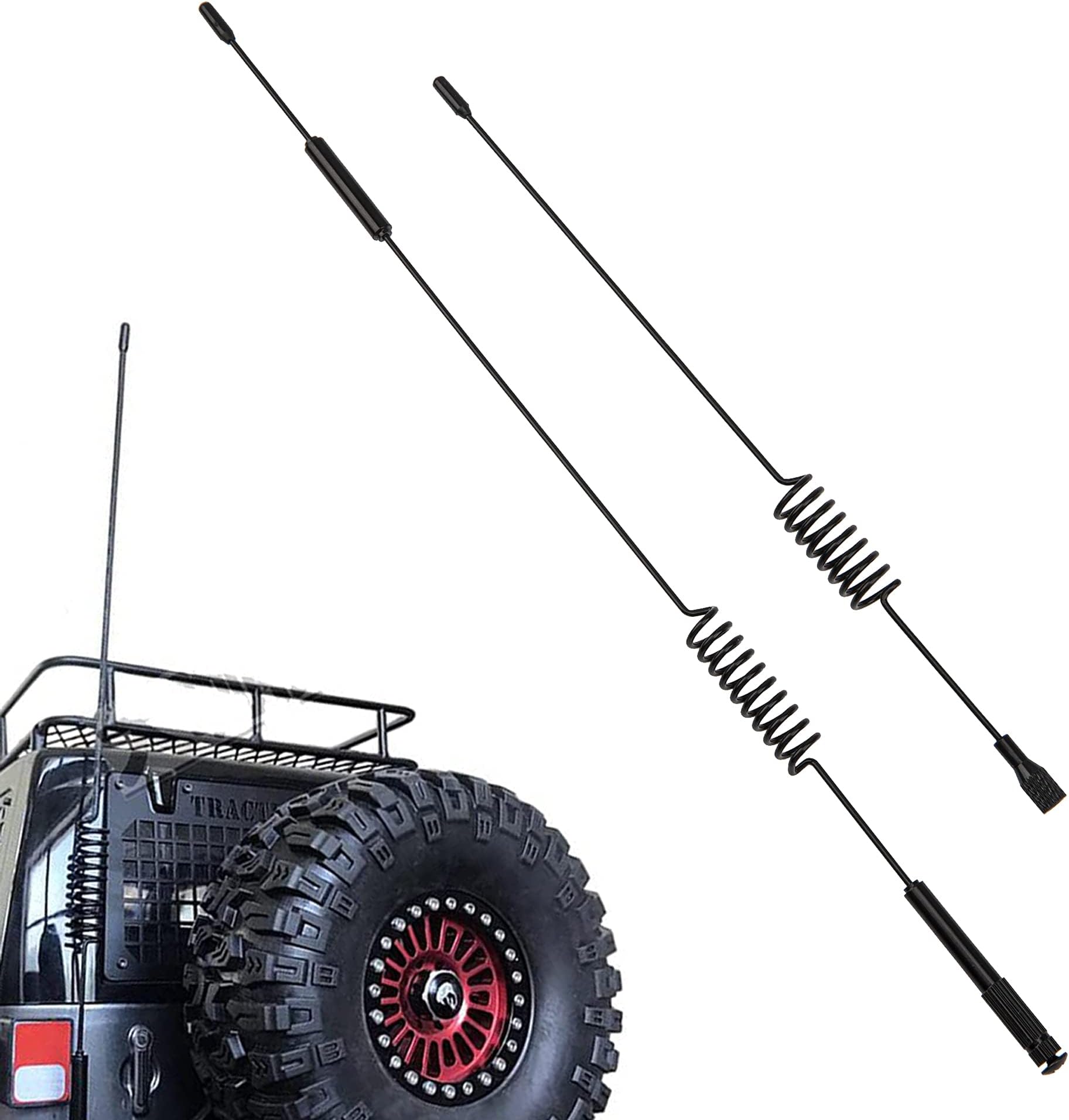 Share Goo 2Pcs 7.68" & 11.4" Metal Antenna Simulation Decoration Accessories for Axial SCX10 90046 Traxxas TRX4 D90 D110 Tamiya CC01 1/10 RC Crawler Truck