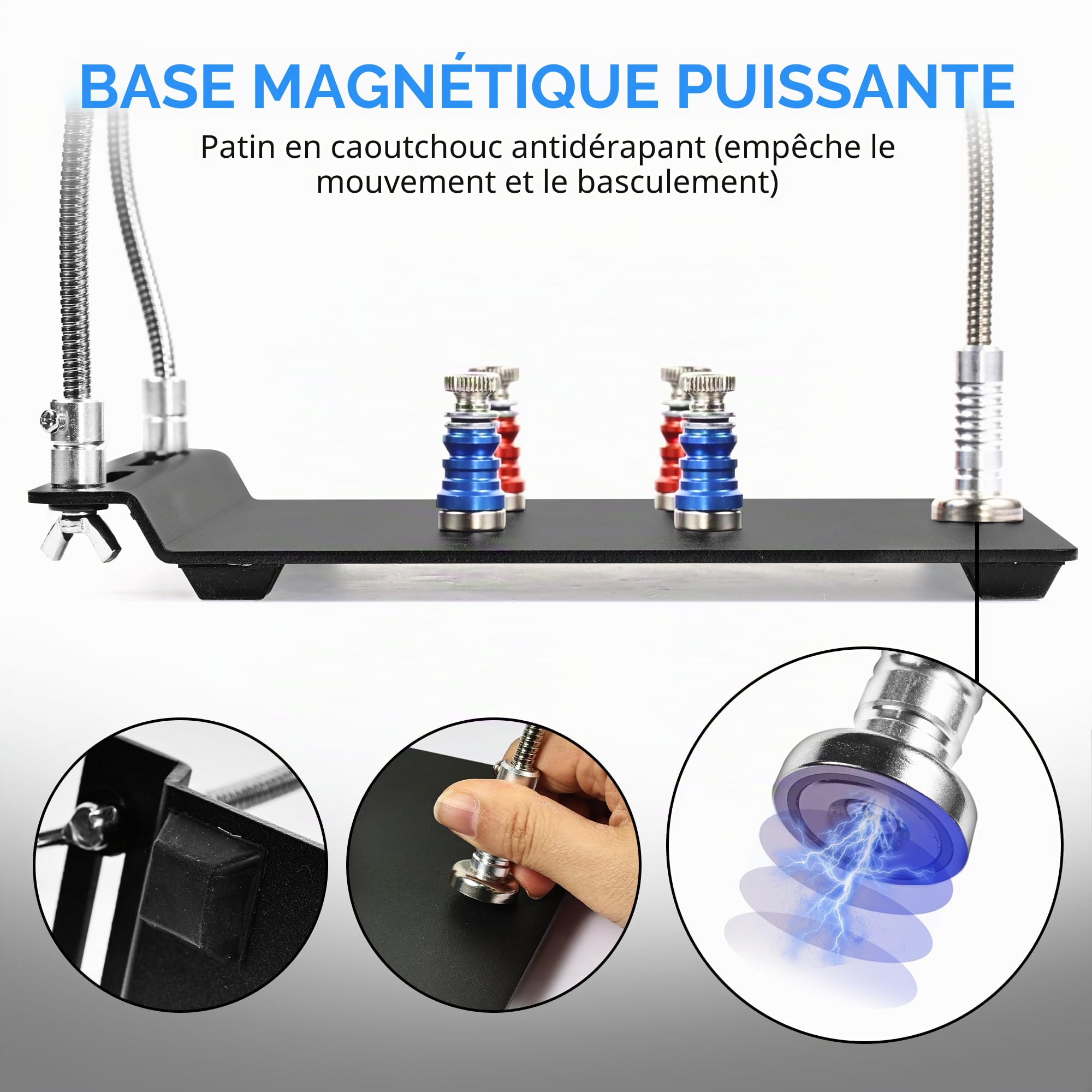 Troisieme Main Soudure, 3eme Main Doté D'Une Base MagnéTique Puissante et D'Une Colonne PCB, Support Soudure Convient Pour Soudure, RéParations et L'Artisanat