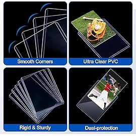 300 Card Sleeves Top Load for Cards, Sooez Premium 35PT 3X4 Baseball Card Protectors Hard Plastic Card Holder, Trading Sports Football Game Cards(100 Top Load + 200 Penny Sleeves)