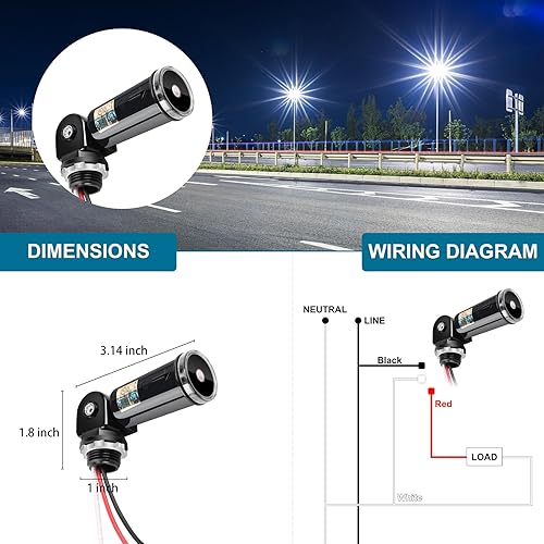 Miniatura 6 de Sensor de fotocélula para exteriores, del atardecer al amanecer, de día a noche, control de iluminación de conducto, interruptor de sensor