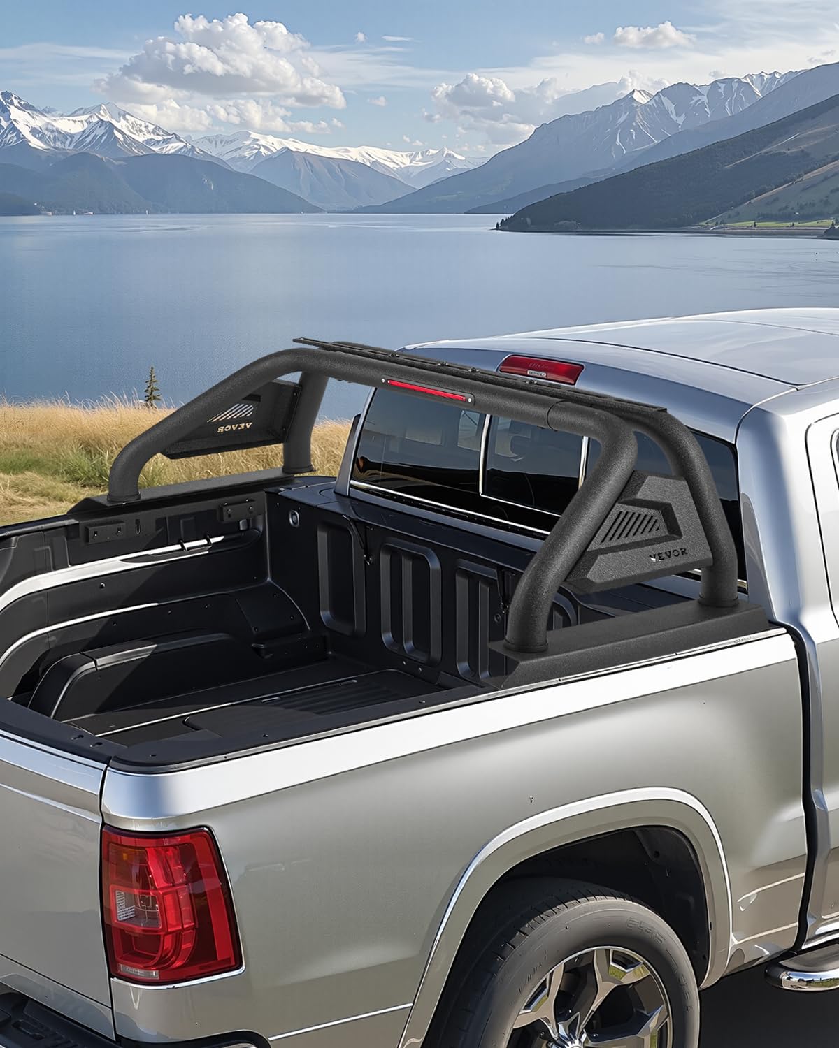 VEVOR Barra di Supporto in Acciaio al Carbonio per Cassone di Camion, Universale Regolabile 1372 a 1524 mm, Barra Sportiva con 6 Luci a LED per Camion di Medie Dimensioni, Senza Portapacchi